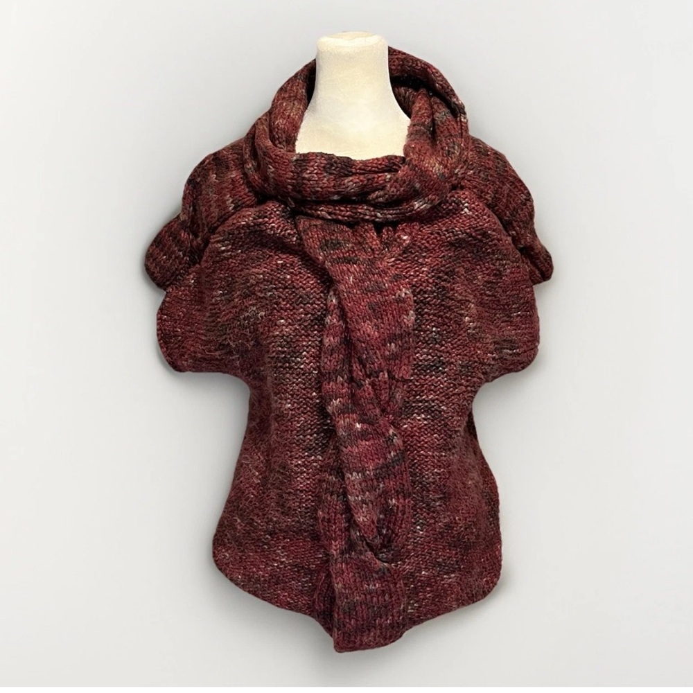 Adam Lippes Cable Knit Sweater Cotton Sz Medium Cowl Neck Burgundy Speckled